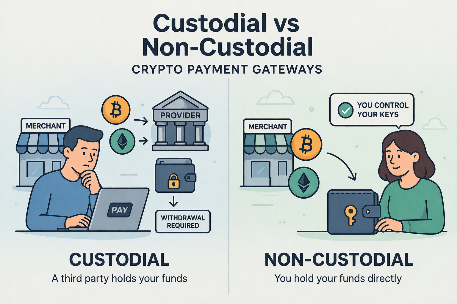 Custodial vs Non-Custodial Crypto Payment Gateways: The Complete Guide